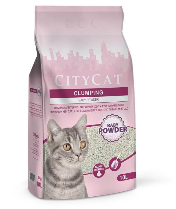City Cat Clumping Cat Litter Baby Powder Scented 10L
